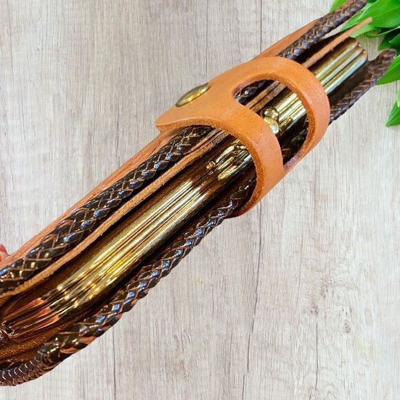 Vintage Brown Leather Hand Tooled Floral Pattern Wallet Organizer WPM - Picture 3 of 11